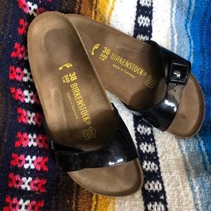 Birkenstock Black Patent Slides Sandals